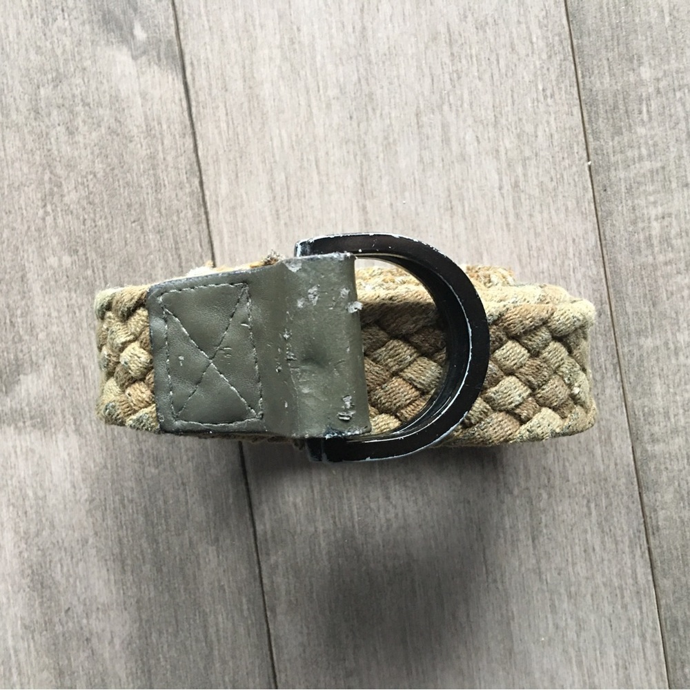 MENS d Ring weave olive green belt